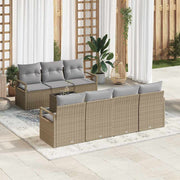 Conjunto de Sofá de Jardim 8 pcs Bege, Cinza 55 x 55 x 37 cm
