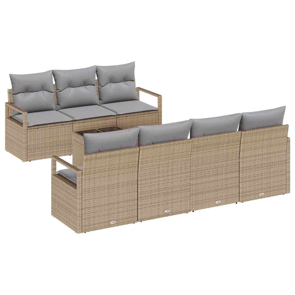 Conjunto de Sofá de Jardim 8 pcs Bege, Cinza 55 x 55 x 37 cm
