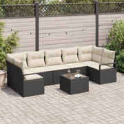Conjunto de Sofá de Jardim 8 pcs Preto e Creme 55 x 55 x 37 cm