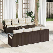 Conjunto de Sofá de Jardim 9 pcs Marrom e Creme 55 x 55 x 37 cm