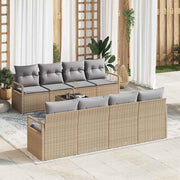 Conjunto de Sofá de Jardim 9 pcs Bege e Cinza 55 x 55 x 37 cm