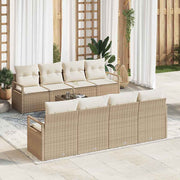 Conjunto de Sofá de Jardim 9 pcs Bege e Creme 55 x 55 x 37 cm