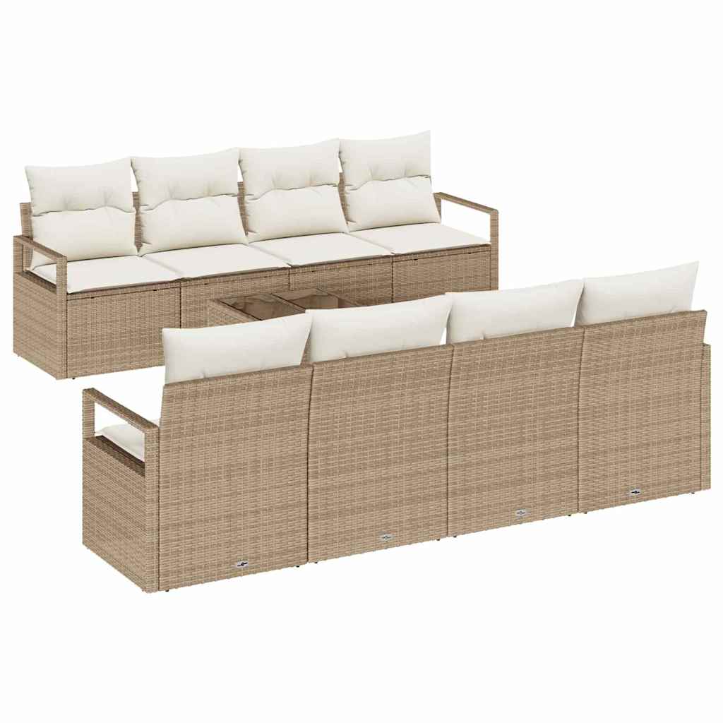 Conjunto de Sofá de Jardim 9 pcs Bege e Creme 55 x 55 x 37 cm