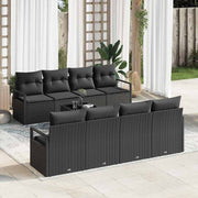Conjunto de Sofá de Jardim Manual 9 pcs Preto 55 x 55 x 37 cm