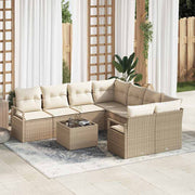 Conjunto de Sofá de Jardim 9 pcs Bege e Creme 55 x 55 x 37 cm