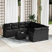 Conjunto de Sofá de Jardim Manual 9 pcs Preto 55 x 55 x 37 cm