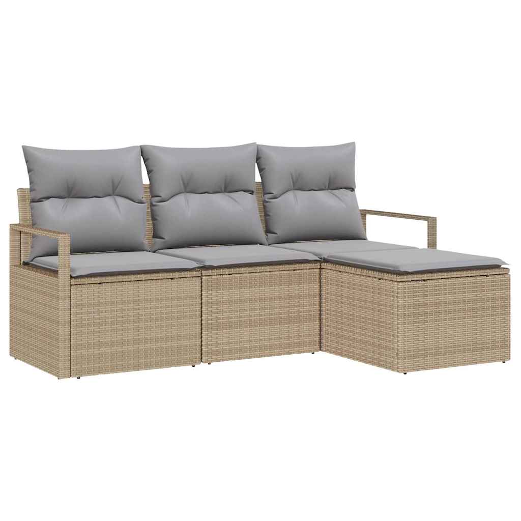 Conjunto de Sofá de Jardim 4 pcs Bege e Cinza Claro