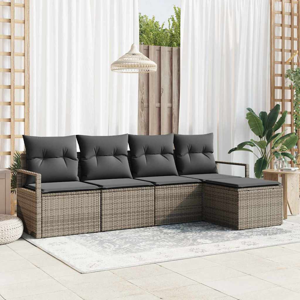 Conjunto de Sofá de Jardim com almofada 5 pcs Cinzeto