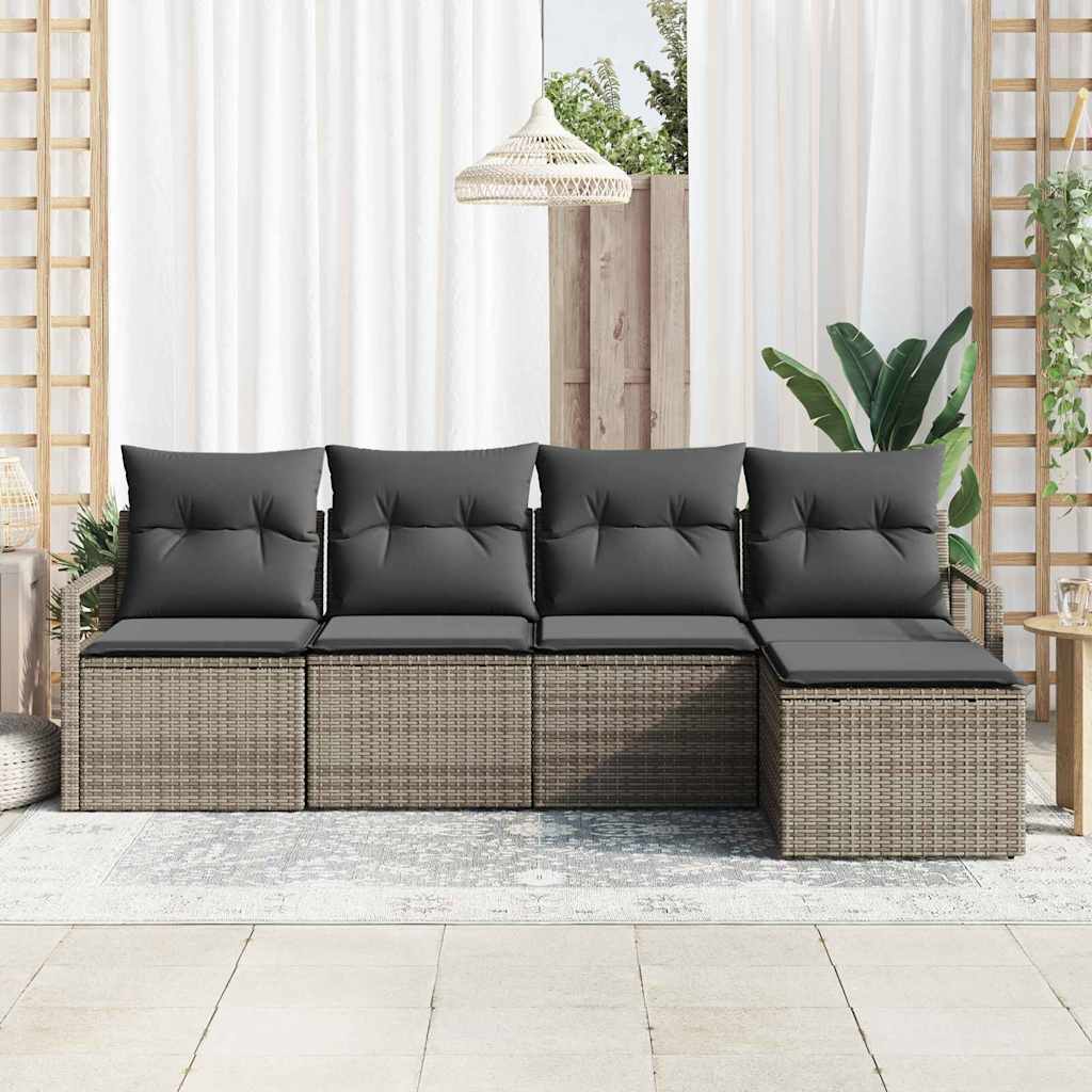 Conjunto de Sofá de Jardim com almofada 5 pcs Cinzeto