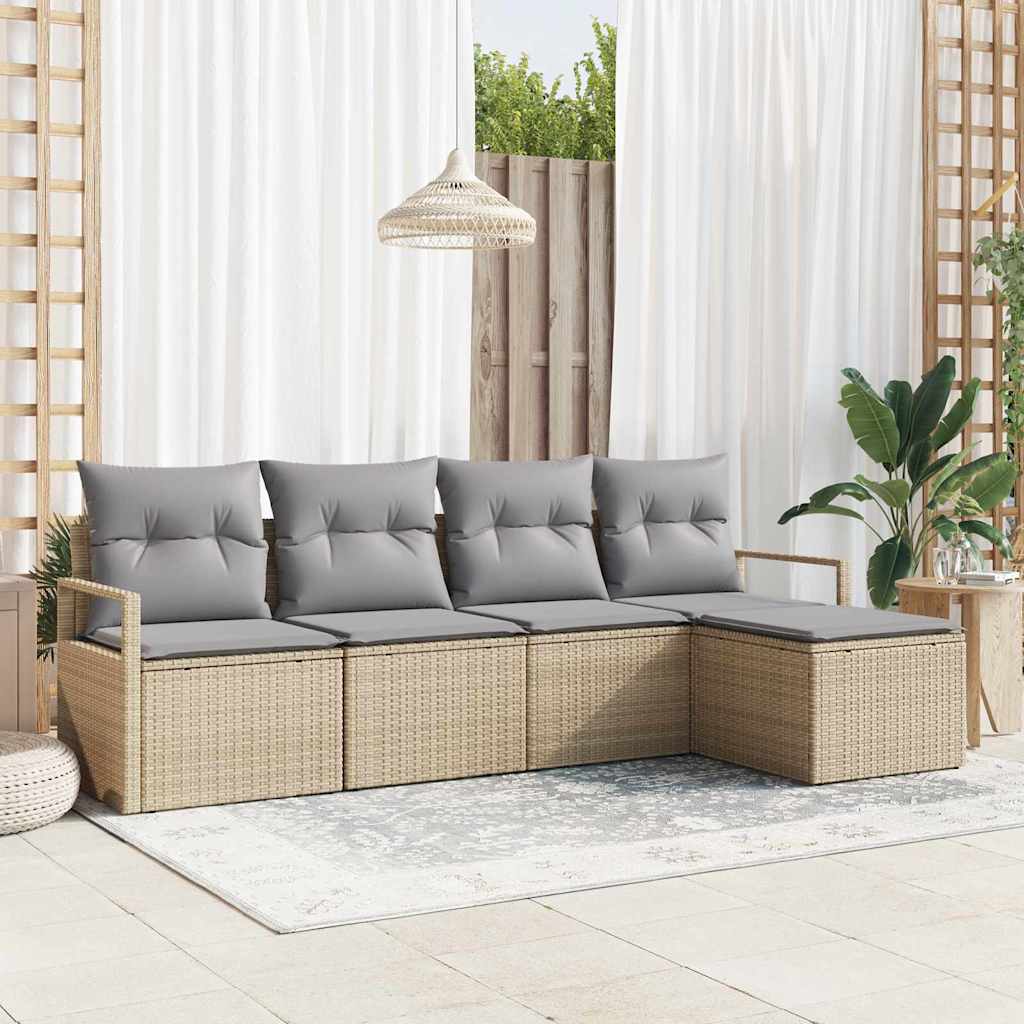Conjunto de Sofá de Jardim 5 pcs Bege e Cinza Claro