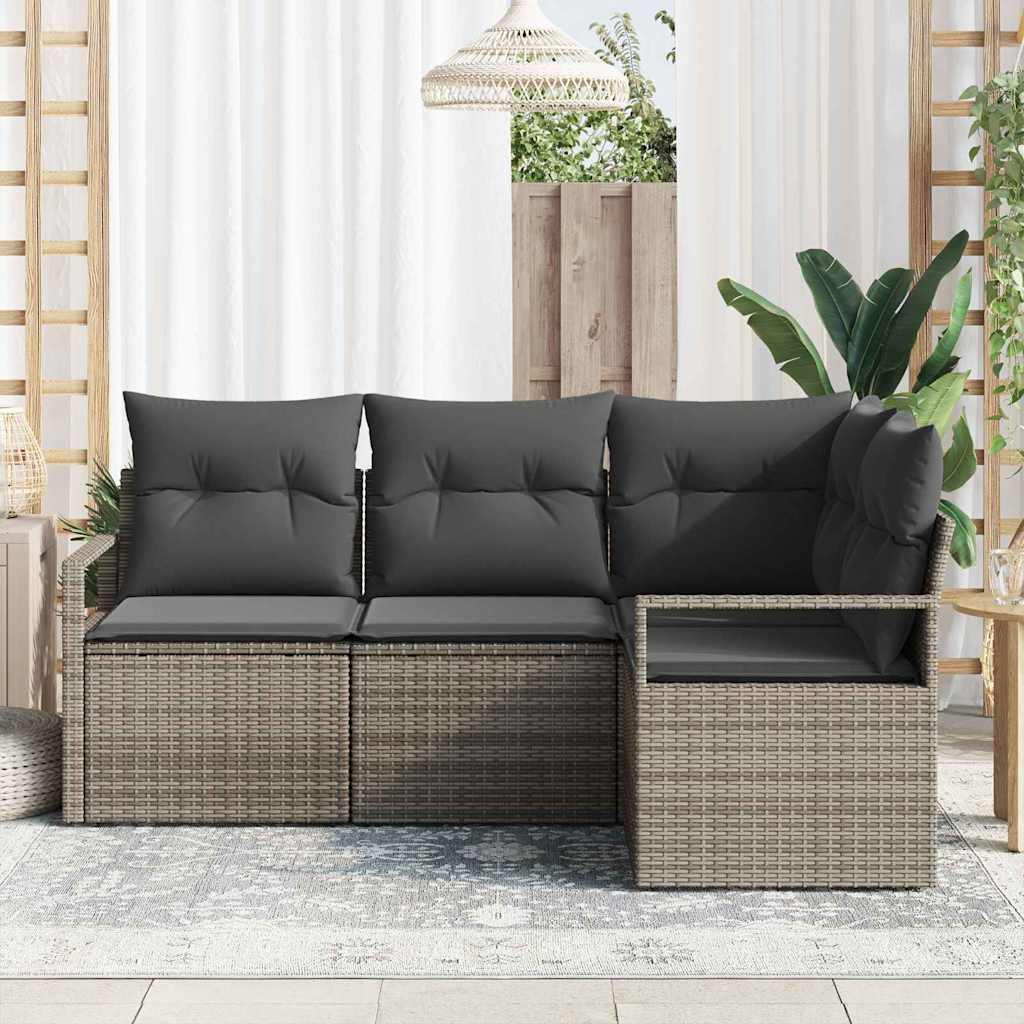 Conjunto de Sofá de Jardim com almofada 4 pcs Cinzeto