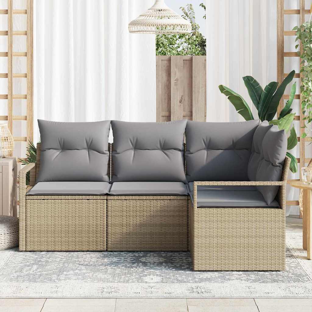 Conjunto de Sofá de Jardim 4 pcs Bege e Cinza Claro