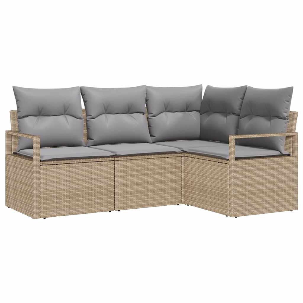 Conjunto de Sofá de Jardim 4 pcs Bege e Cinza Claro