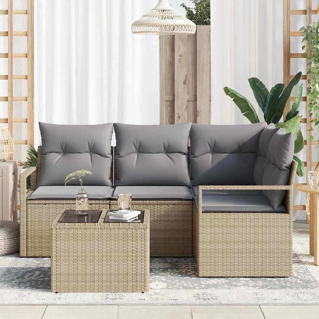 Conjunto de Sofá de Jardim 5 pcs Bege e Cinza Claro