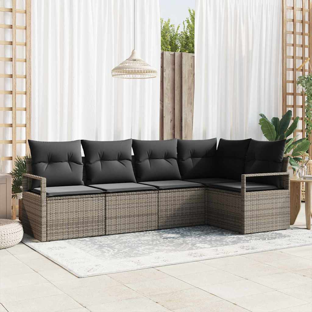 Conjunto de Sofá de Jardim com almofada 5 pcs Cinzeto