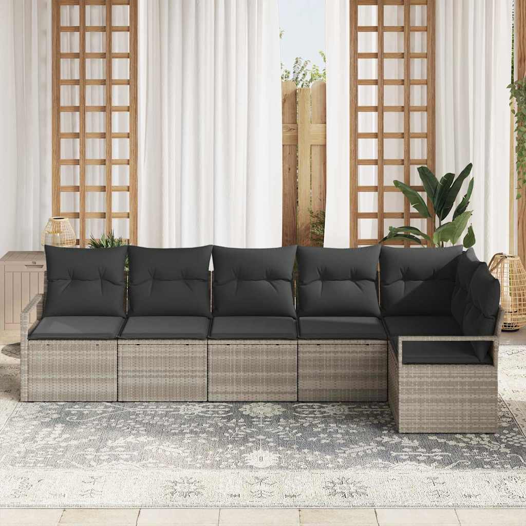 Conjunto de Sofá de Jardim com almofada 6 pcs Cinzento-claro