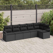 Conjunto de Sofá de Jardim com almofada 6 pcs Preto