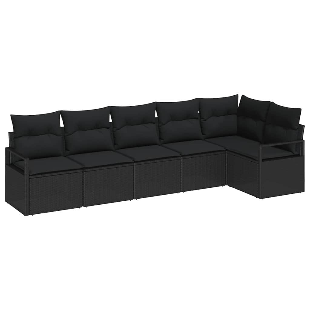 Conjunto de Sofá de Jardim com almofada 6 pcs Preto