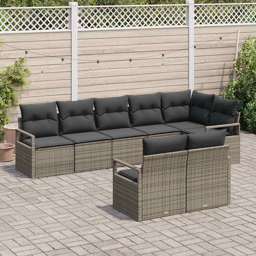Conjunto de Sofá de Jardim com almofada 8 pcs Cinzeto