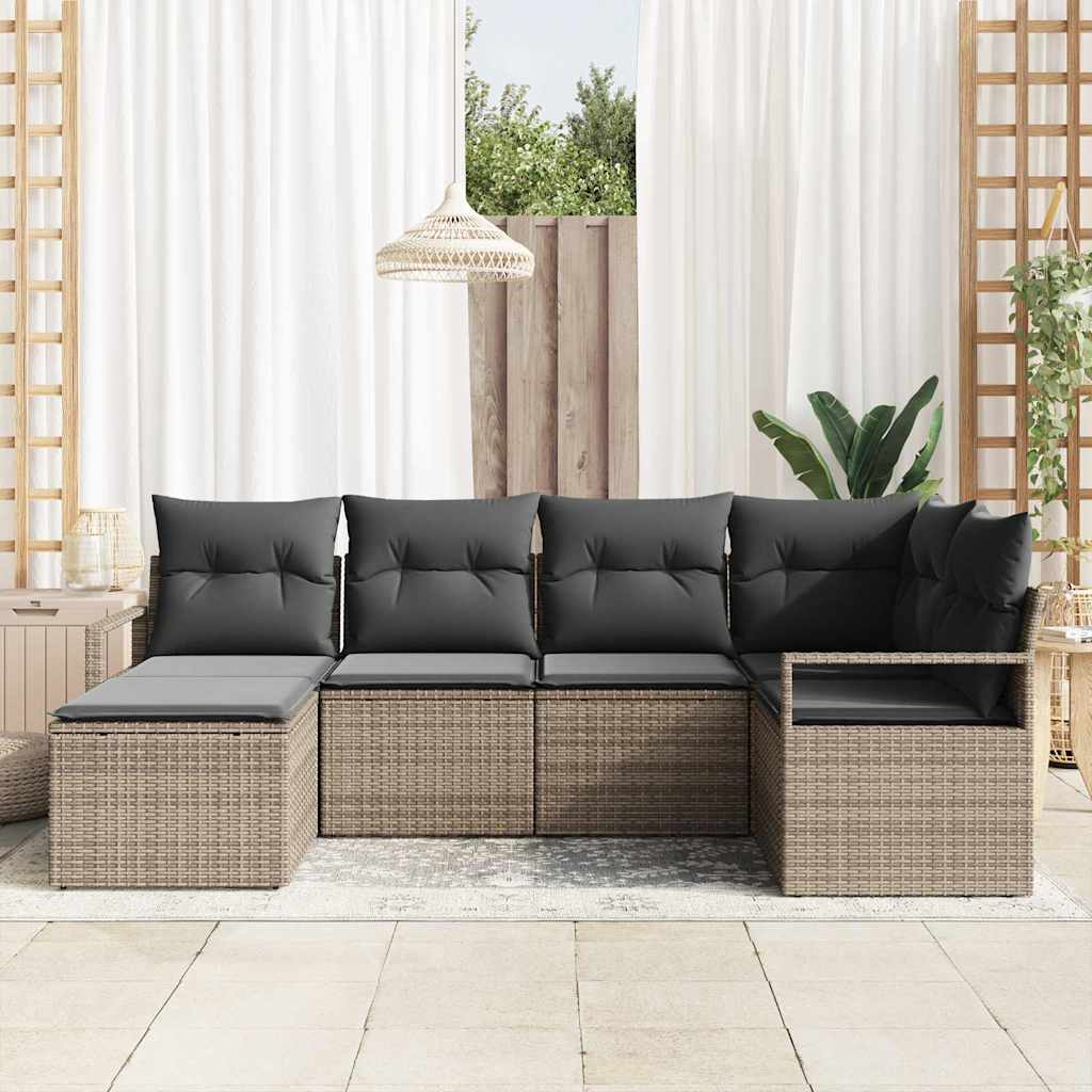 Conjunto de Sofá de Jardim com almofada 6 pcs Cinzeto