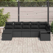 Conjunto de Sofá de Jardim com almofada 7 pcs Preto