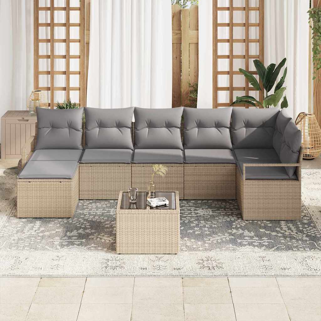 Conjunto de Sofá de Jardim 8 pcs Bege e Cinza Claro