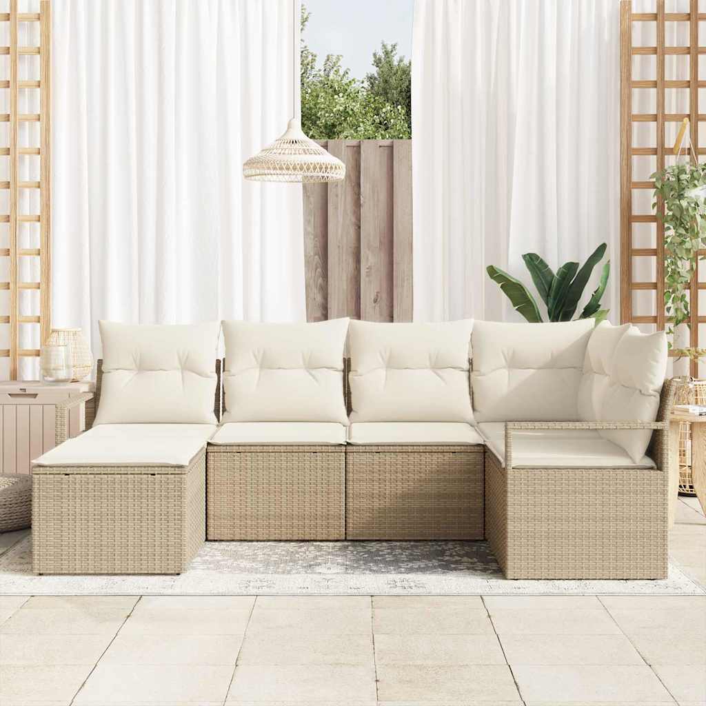Conjunto de Sofá de Jardim com almofada 8 pcs Bege e Creme