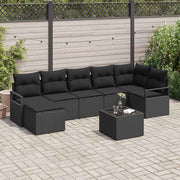 Conjunto de Sofá de Jardim com almofada 8 pcs Preto