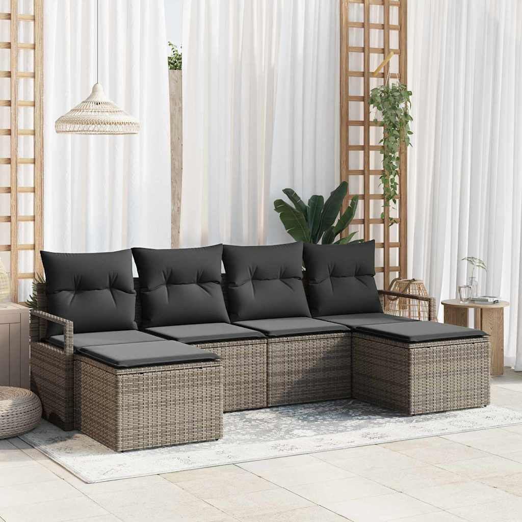 Conjunto de Sofá de Jardim com almofada 6 pcs Cinzeto