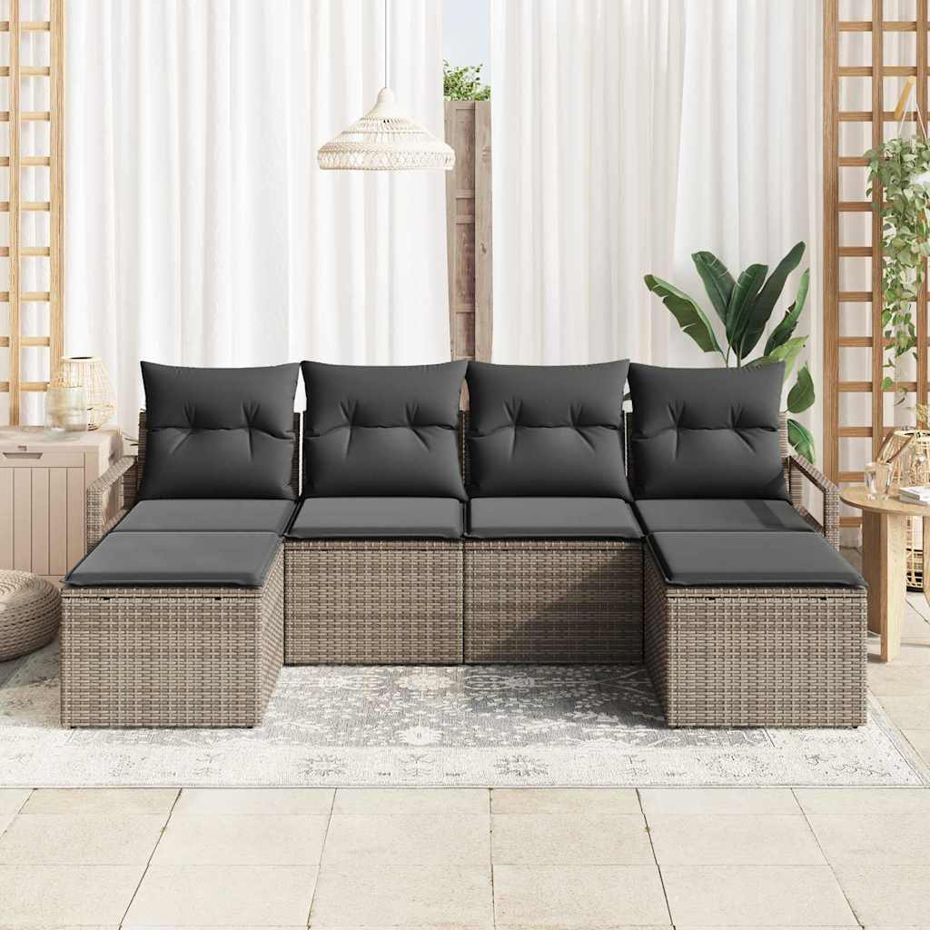 Conjunto de Sofá de Jardim com almofada 6 pcs Cinzeto