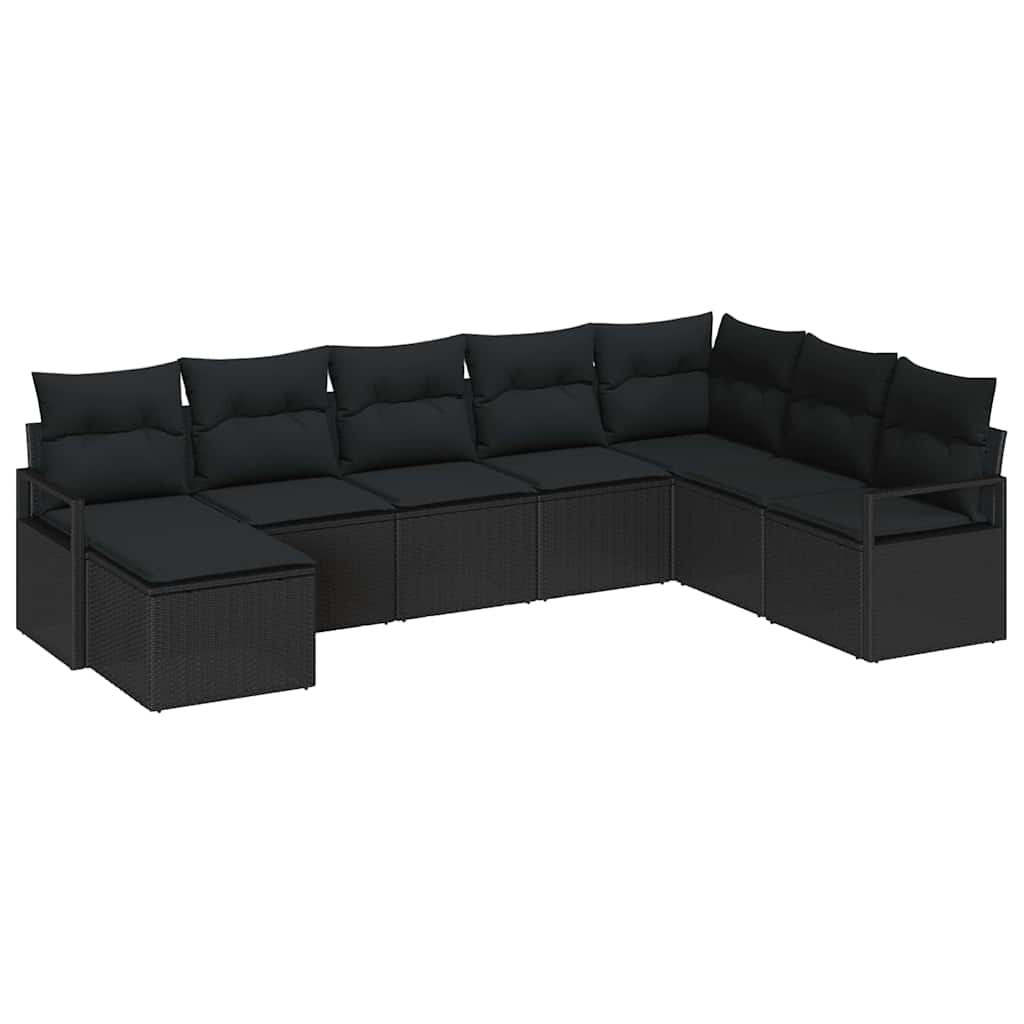 Conjunto de Sofá de Jardim com almofada 8 pcs Preto