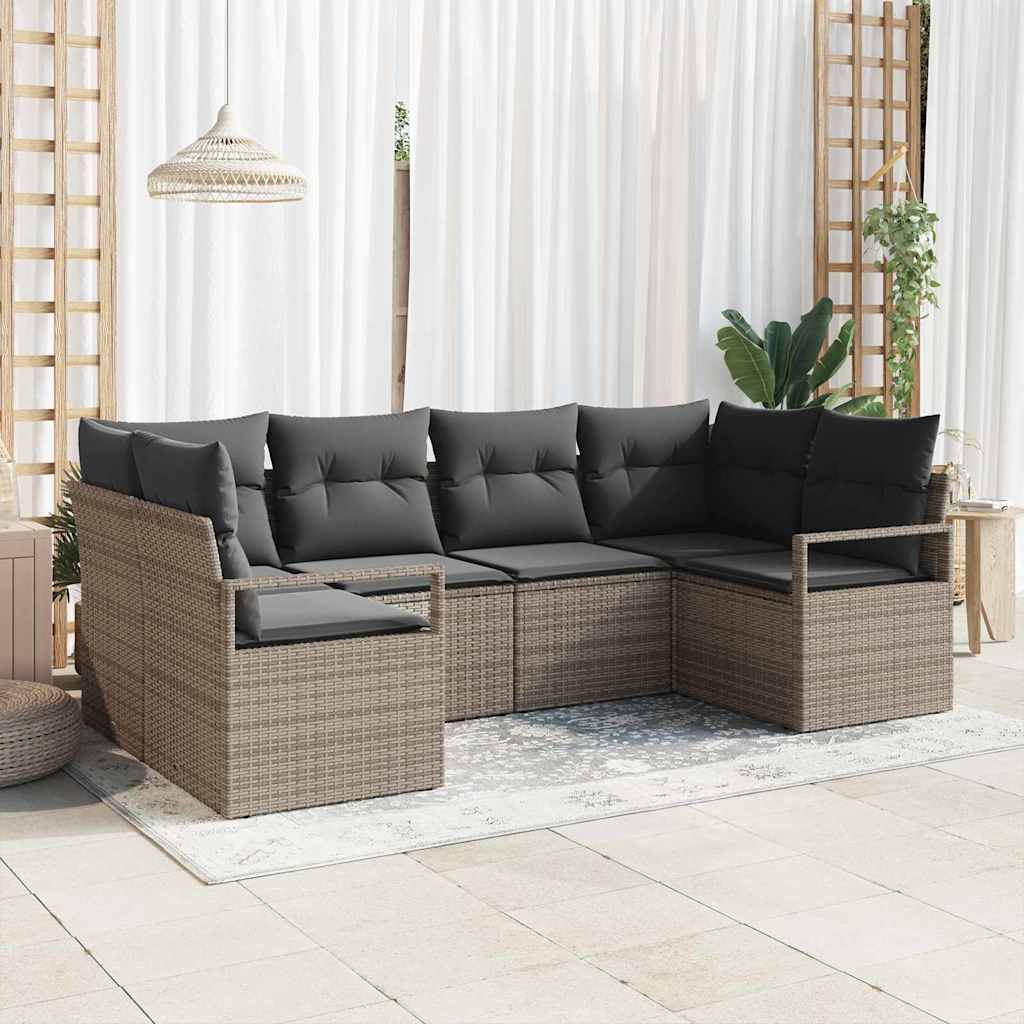 Conjunto de Sofá de Jardim com almofada 6 pcs Cinzeto