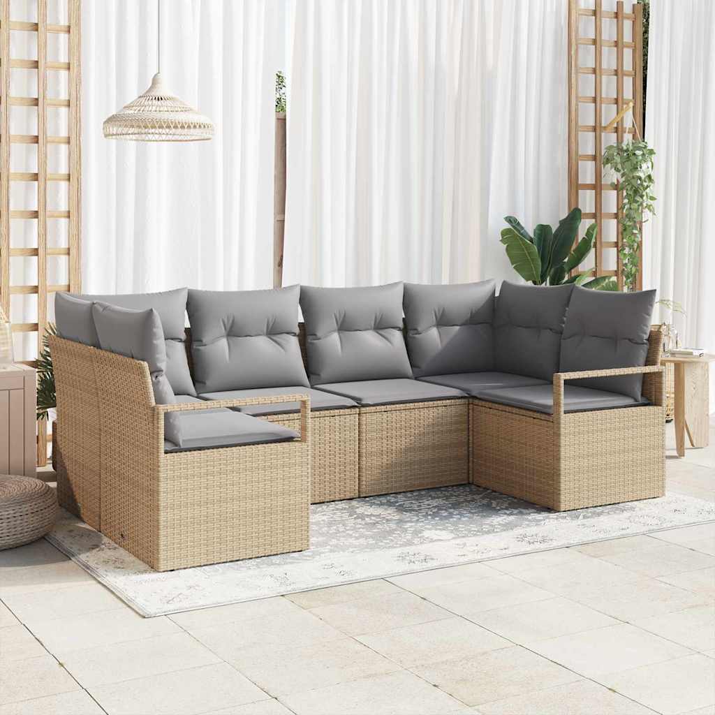 Conjunto de Sofá de Jardim 6 pcs Bege e Cinza Claro