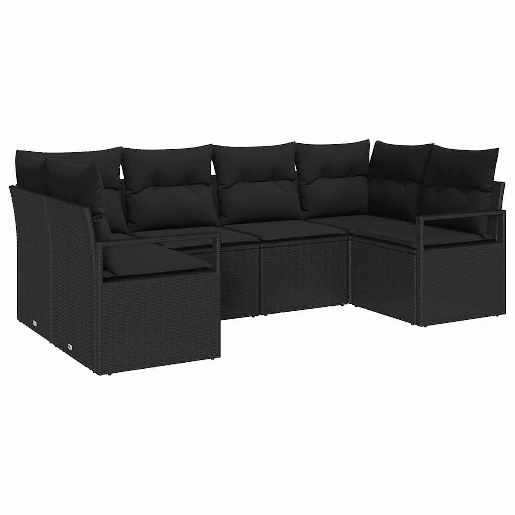 Conjunto de Sofá de Jardim com almofada 6 pcs Preto