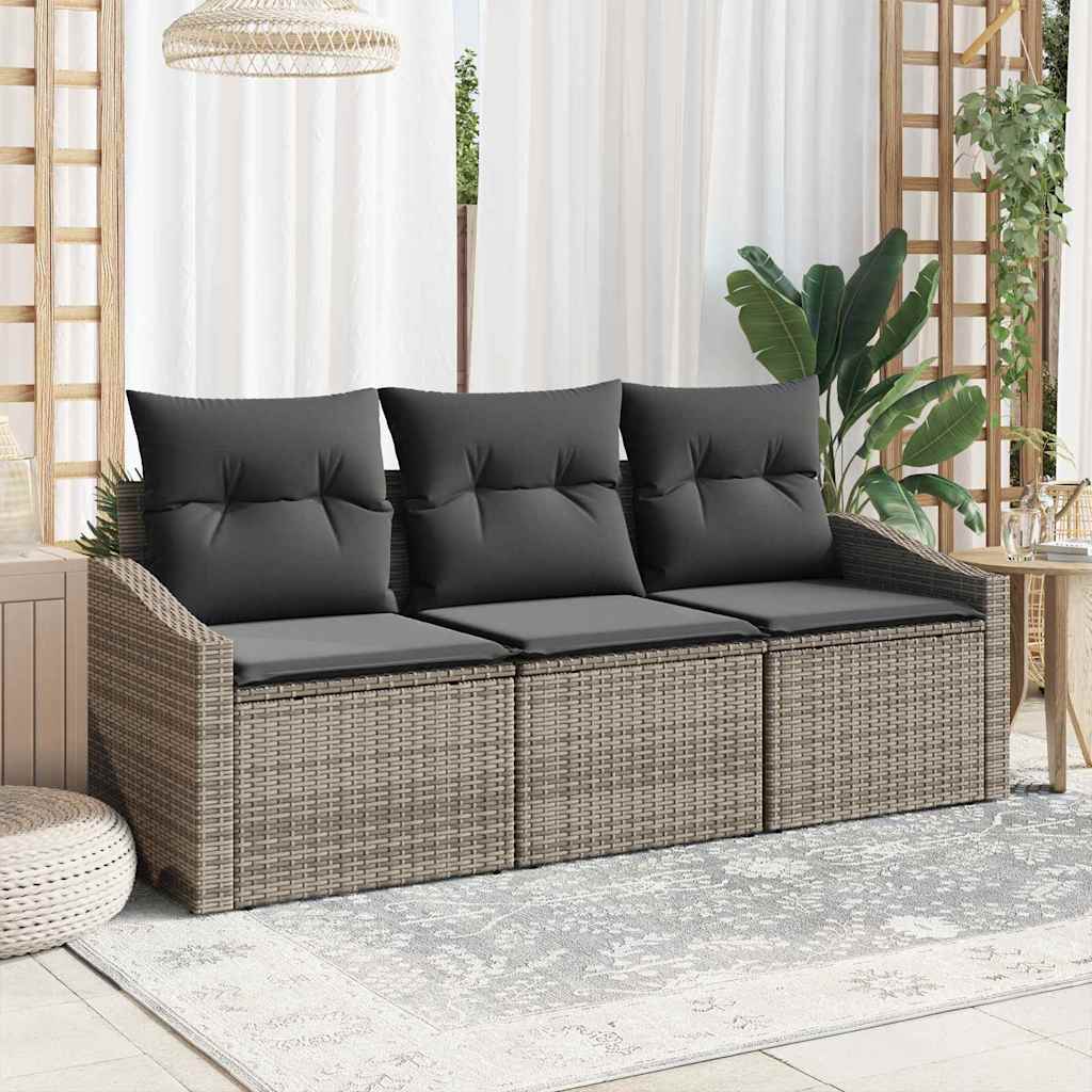 Conjunto de Sofá de Jardim com almofada 3 pcs Cinzeto