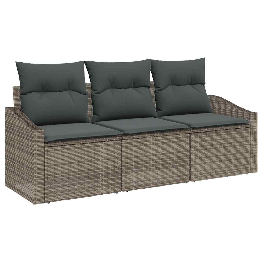 Conjunto de Sofá de Jardim com almofada 3 pcs Cinzeto