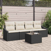 Conjunto de Sofá de Jardim 5 pcs Preto e Creme 55 x 55 x 37 cm