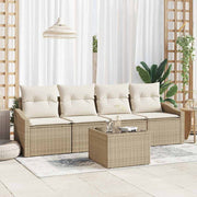 Conjunto de Sofá de Jardim 5 pcs Bege e Creme 55 x 55 x 37 cm