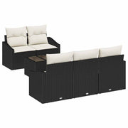 Conjunto de Sofá de Jardim 6 pcs Preto e Creme 55 x 55 x 37 cm