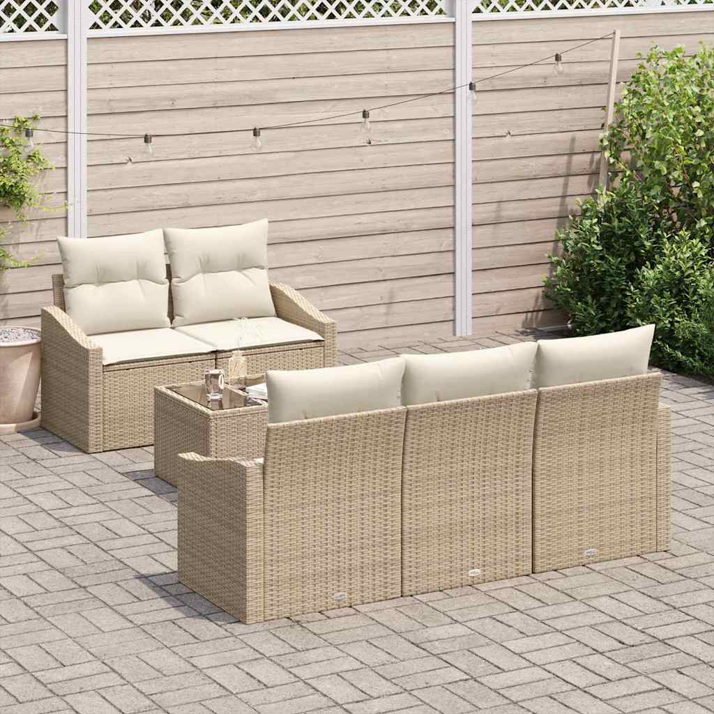 Conjunto de Sofá de Jardim 6 pcs Bege e Creme 55 x 55 x 37 cm