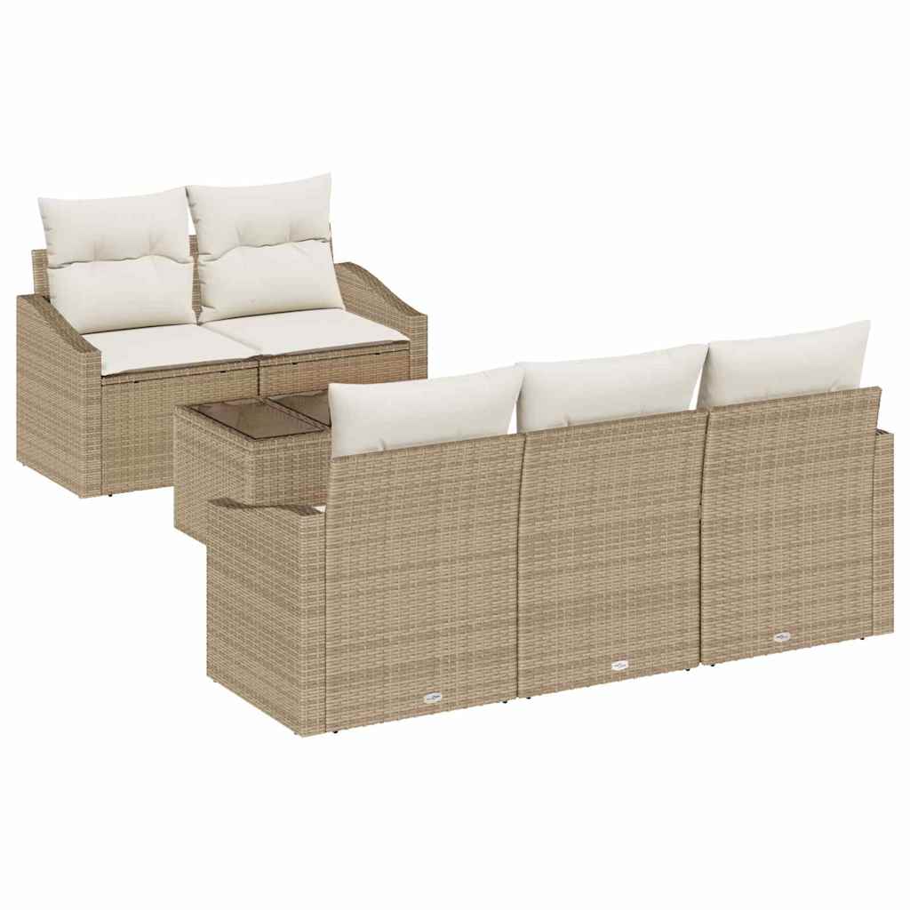 Conjunto de Sofá de Jardim 6 pcs Bege e Creme 55 x 55 x 37 cm