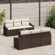 Conjunto de Sofá de Jardim 7 pcs Marrom e Creme 55 x 55 x 37 cm