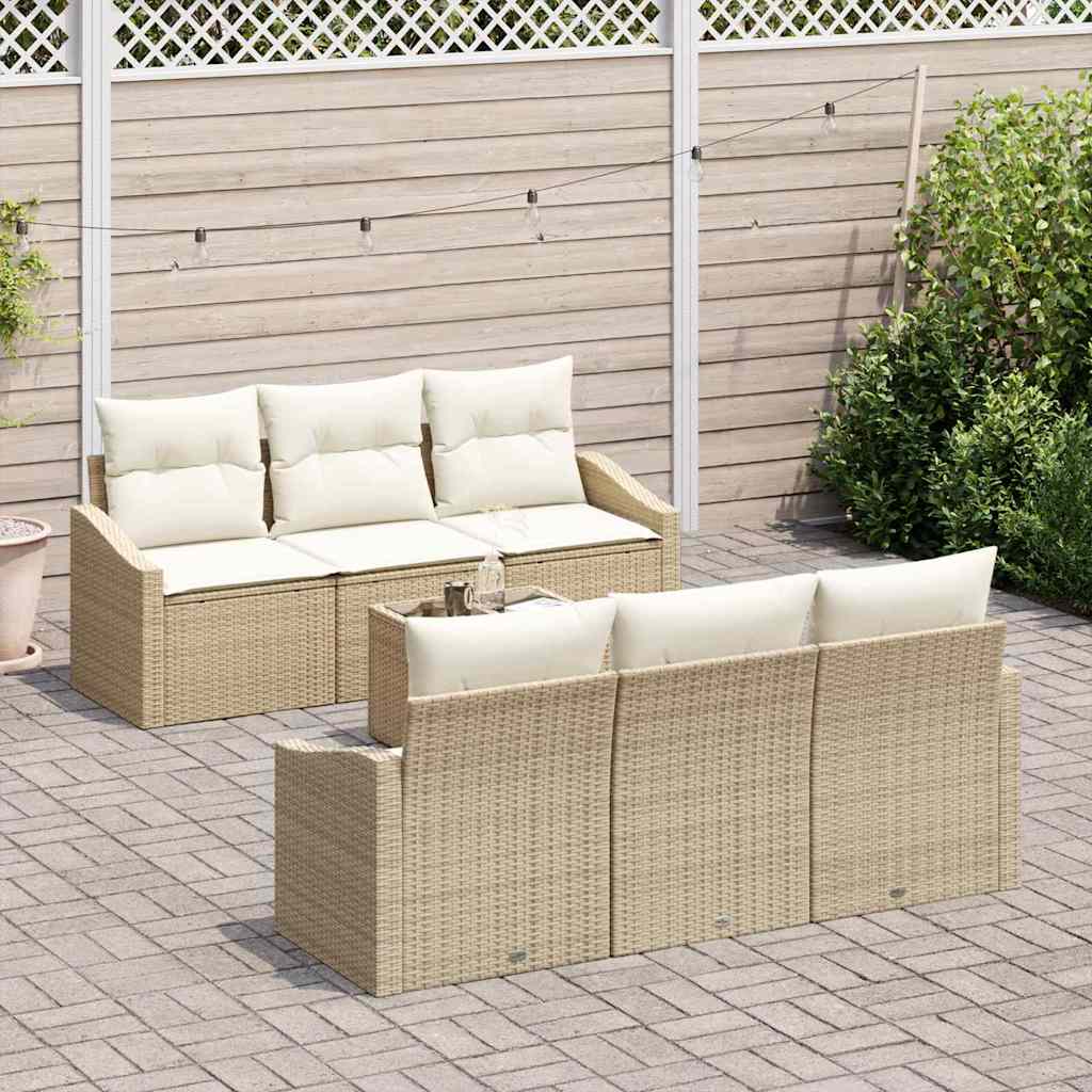 Conjunto de Sofá de Jardim 7 pcs Bege e Creme 55 x 55 x 37 cm
