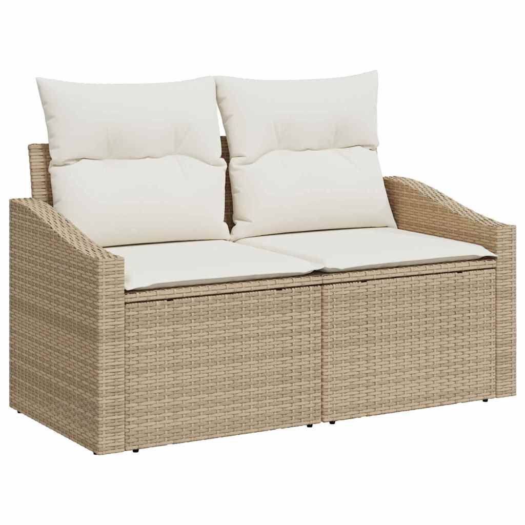 Conjunto de Sofá de Jardim 7 pcs Bege e Creme 55 x 55 x 37 cm