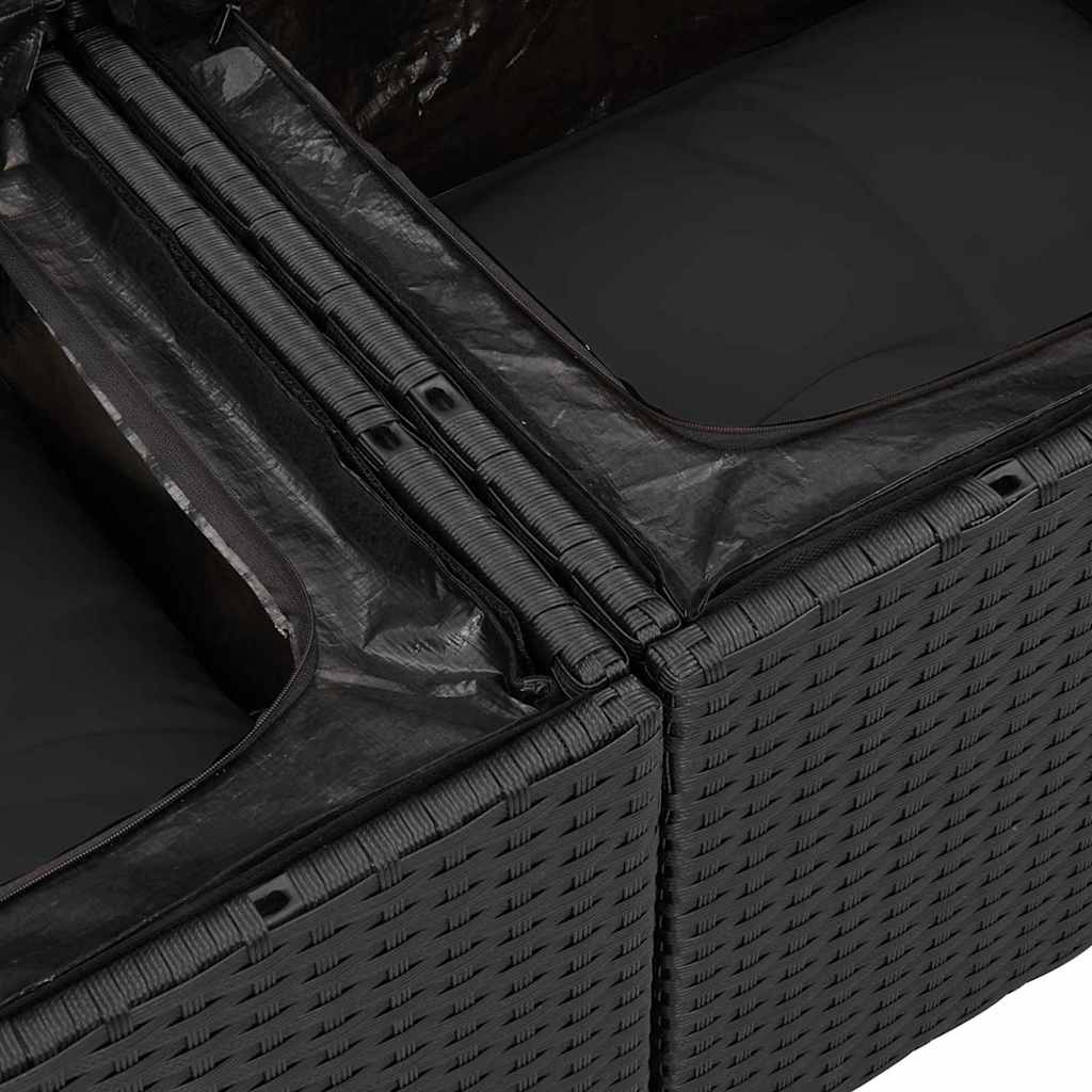 Conjunto de Sofá de Jardim 7 pcs Preto Rattan e Aço e Vidro