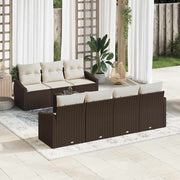 Conjunto de Sofá de Jardim 8 pcs Marrom e Creme 55 x 55 x 37 cm