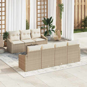 Conjunto de Sofá de Jardim 8 pcs Bege e Creme 55 x 55 x 37 cm