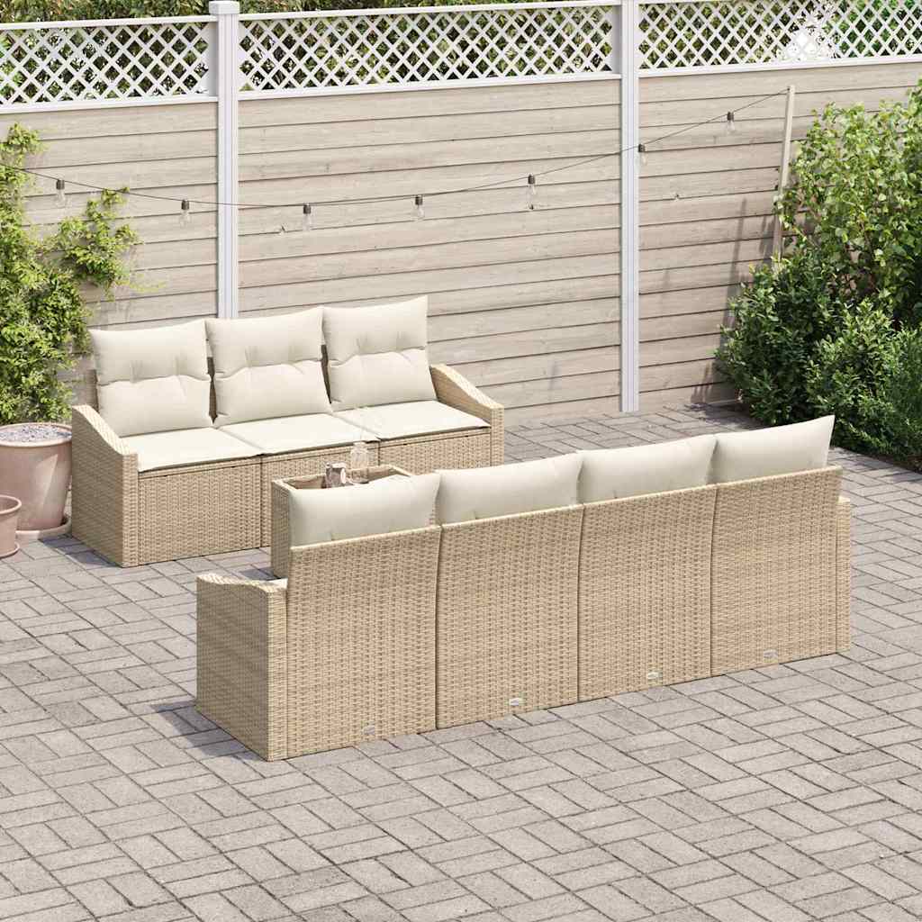 Conjunto de Sofá de Jardim 8 pcs Bege e Creme 55 x 55 x 37 cm