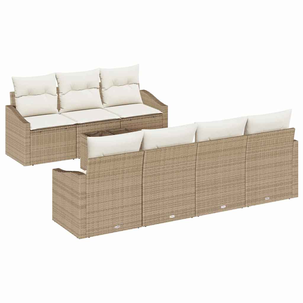Conjunto de Sofá de Jardim 8 pcs Bege e Creme 55 x 55 x 37 cm