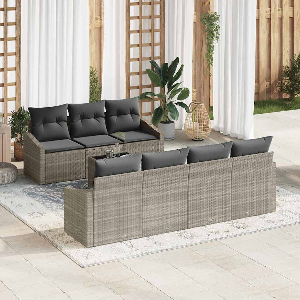 Conjunto de Sofá de Jardim 8 pcs Cinza Claro e Cinza Escuro